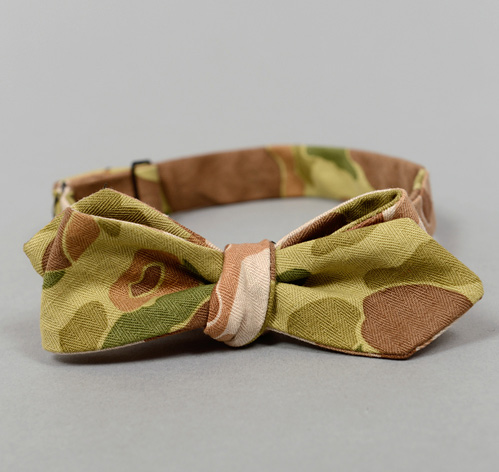 The Hill-Side Reversible Camouflage Twill Herringbone Bowtie