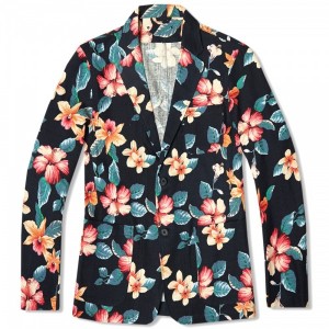 Sophnet. Pripera Navy Flower Print 2-Button Blazer